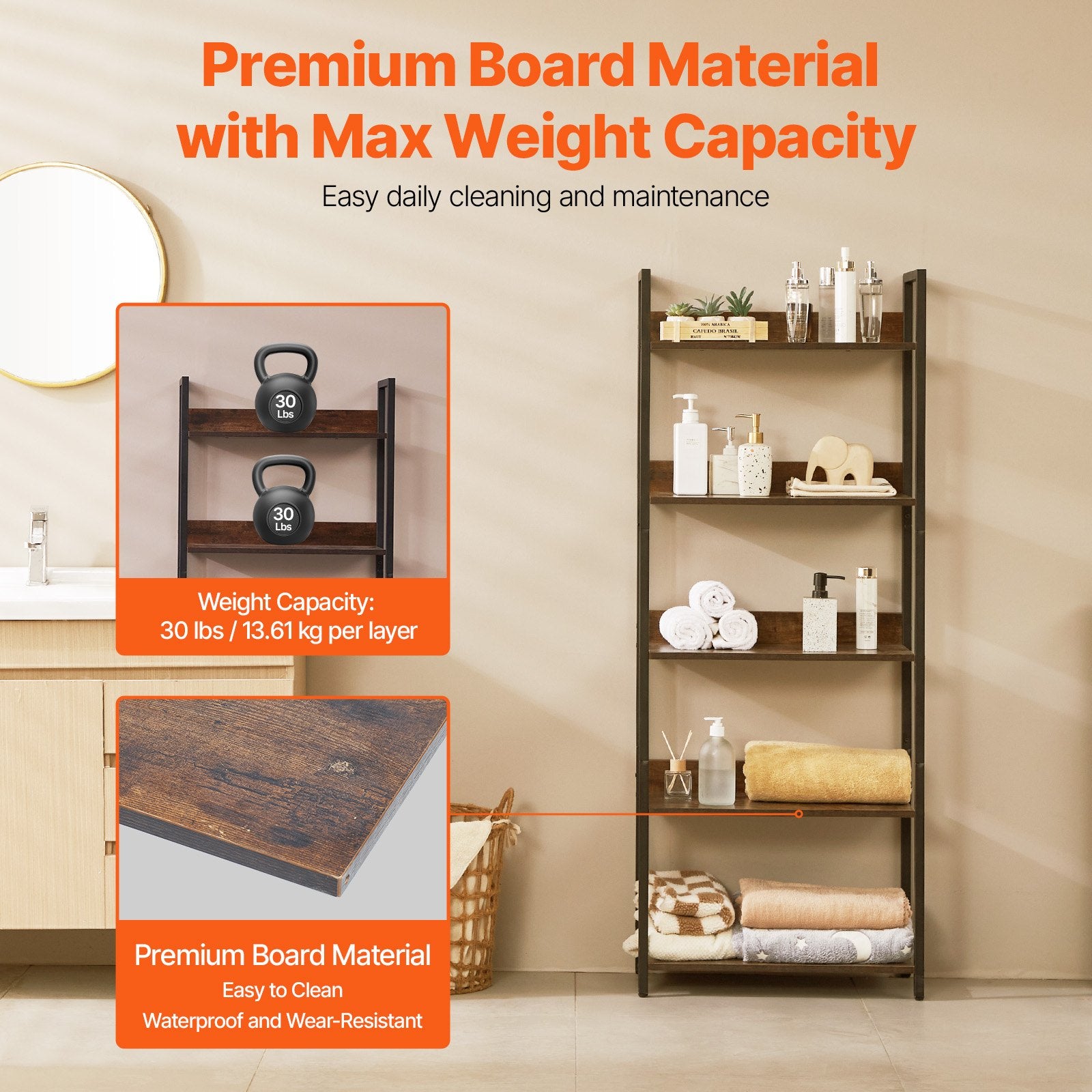 Metal Bookshelf, 5-Tier Tall Industrial Bookshelf, Rustic Display Vintage Storage Bookcase With Open Shelves, Freestanding Display Shelving Unit Storage Rack, For Living Room, Bedroom & Office