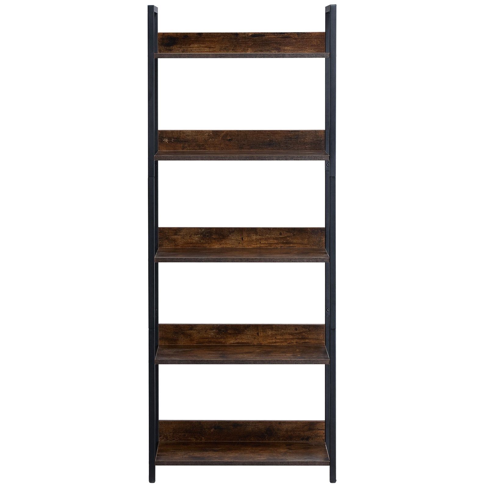Metal Bookshelf, 5-Tier Tall Industrial Bookshelf, Rustic Display Vintage Storage Bookcase With Open Shelves, Freestanding Display Shelving Unit Storage Rack, For Living Room, Bedroom & Office