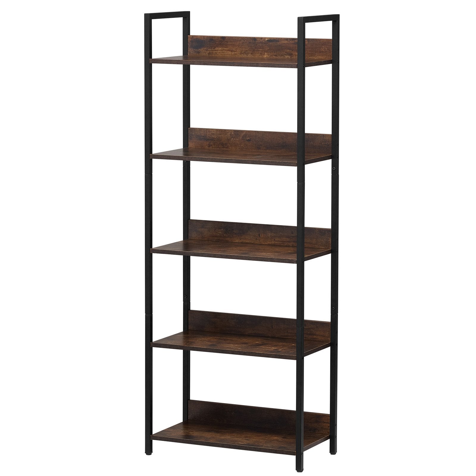Metal Bookshelf, 5-Tier Tall Industrial Bookshelf, Rustic Display Vintage Storage Bookcase With Open Shelves, Freestanding Display Shelving Unit Storage Rack, For Living Room, Bedroom & Office